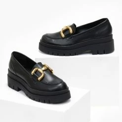 Best Pirce 🔔 Loafers Chunky με διακοσμητικό Estil - Μαύρο 🥰 -Sneakers Κατάστημα loafers me xruso diakosmitiko estil 108658 dyxg