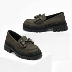 Πολύ καλή προσφορά 😍 The Fashion Project Loafers Chunky σε ματ χρώματα - Λαδί ✔️ -Sneakers Κατάστημα loafers se mat xrwmata 108743 3ijg