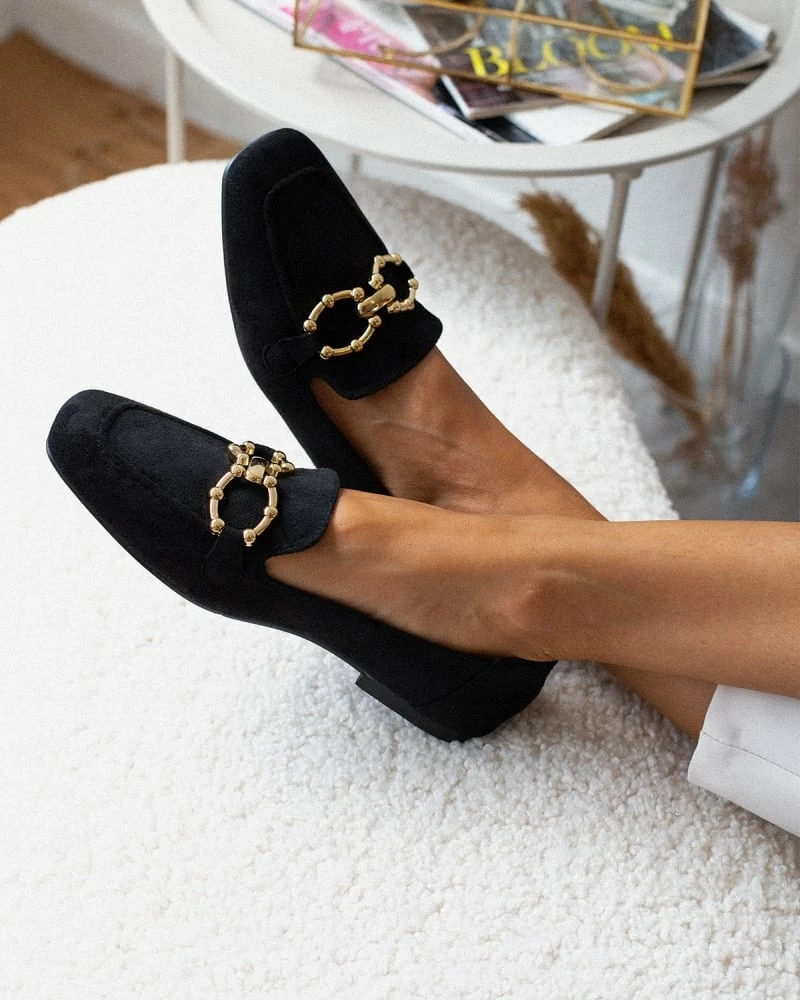 Ολοκαίνουργιο 👏 The Fashion Project Loafers Suede με μεταλλικό διακοσμητικό - Μαύρο 🧨 3 Ολοκαίνουργιο 👏 The Fashion Project Loafers Suede με μεταλλικό διακοσμητικό - Μαύρο 🧨