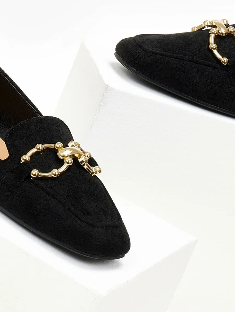 Ολοκαίνουργιο 👏 The Fashion Project Loafers Suede με μεταλλικό διακοσμητικό - Μαύρο 🧨 7 Ολοκαίνουργιο 👏 The Fashion Project Loafers Suede με μεταλλικό διακοσμητικό - Μαύρο 🧨 - Image 5