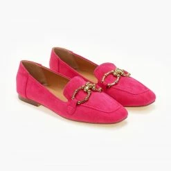 Νέος 🔔 The Fashion Project Loafers Suede με μεταλλικό διακοσμητικό - Φούξια 👏 -Sneakers Κατάστημα loafers suede me metalliko diakosmitiko 105531 pkx5
