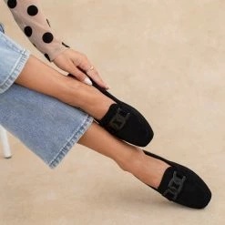 Το φθηνότερο 💯 The Fashion Project Loafers Suede με μεταλλικό διακοσμητικό - Μαύρο 🔔 -Sneakers Κατάστημα loafers suede me metalliko diakosmitiko 107234 3ocf