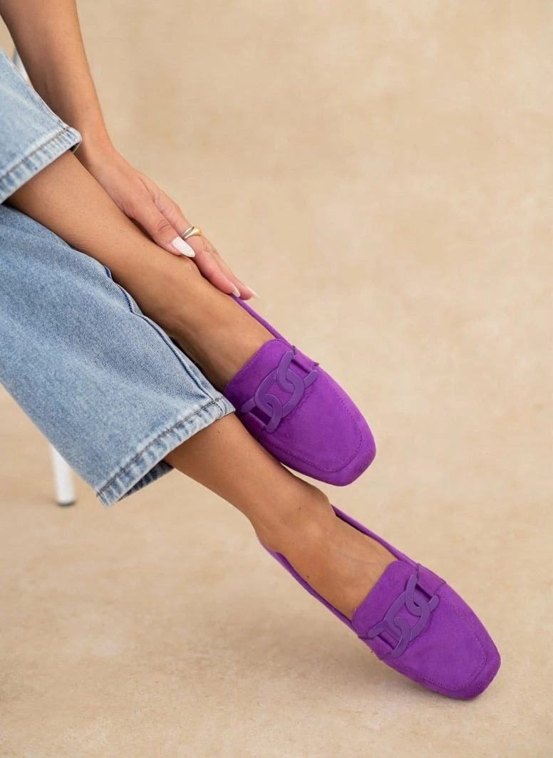 Ολοκαίνουργιο 🌟 The Fashion Project Loafers Suede με μεταλλικό διακοσμητικό - Μωβ ✨ 3 Ολοκαίνουργιο 🌟 The Fashion Project Loafers Suede με μεταλλικό διακοσμητικό - Μωβ ✨