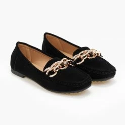 Πολύ καλή προσφορά 🔔 The Fashion Project Loafers Suede με μεταλλικό σχέδιο - Μαύρο 😍 -Sneakers Κατάστημα loafers suede me metalliko sxedio 106508 b6ps