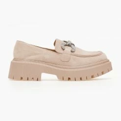 Flash Sale 👏 The Fashion Project Loafers Suede με Strass αγκράφα - Μπεζ 🧨 -Sneakers Κατάστημα loafers suede me strass agkrafa 106290 4kll