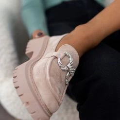 Flash Sale 👏 The Fashion Project Loafers Suede με Strass αγκράφα - Μπεζ 🧨 -Sneakers Κατάστημα loafers suede me strass agkrafa 106290 o3vv