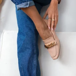 ΧΟΝΔΡΙΚΟ ΕΜΠΟΡΙΟ ❤️ The Fashion Project Loafers με αλυσίδα - Μπεζ 😍