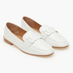 Best Pirce 🥰 The Fashion Project Loafers με ματ διακοσμητικό στο ίδιο χρώμα - Λευκό 🔔 -Sneakers Κατάστημα mokasinia me mat diakosmitiko sto idio xrwma 100123 m0c6