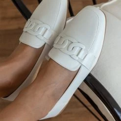 Best Pirce 🥰 The Fashion Project Loafers με ματ διακοσμητικό στο ίδιο χρώμα - Λευκό 🔔 -Sneakers Κατάστημα mokasinia me mat diakosmitiko sto idio xrwma 100123 rmz7