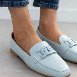 Προώθηση 😀 The Fashion Project Loafers με ματ διακοσμητικό στο ίδιο χρώμα - Γαλάζιο 💯