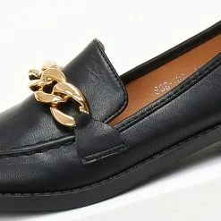 Καλύτερη πώληση ⌛ The Fashion Project Loafers με ραφή και αλυσίδα - Μαύρο 🔥 -Sneakers Κατάστημα mokasinia me rafi kai alusida 107251 gc3u