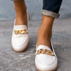 Flash Sale 🌟 The Fashion Project Loafers με ραφή και αλυσίδα - Μπεζ 👏