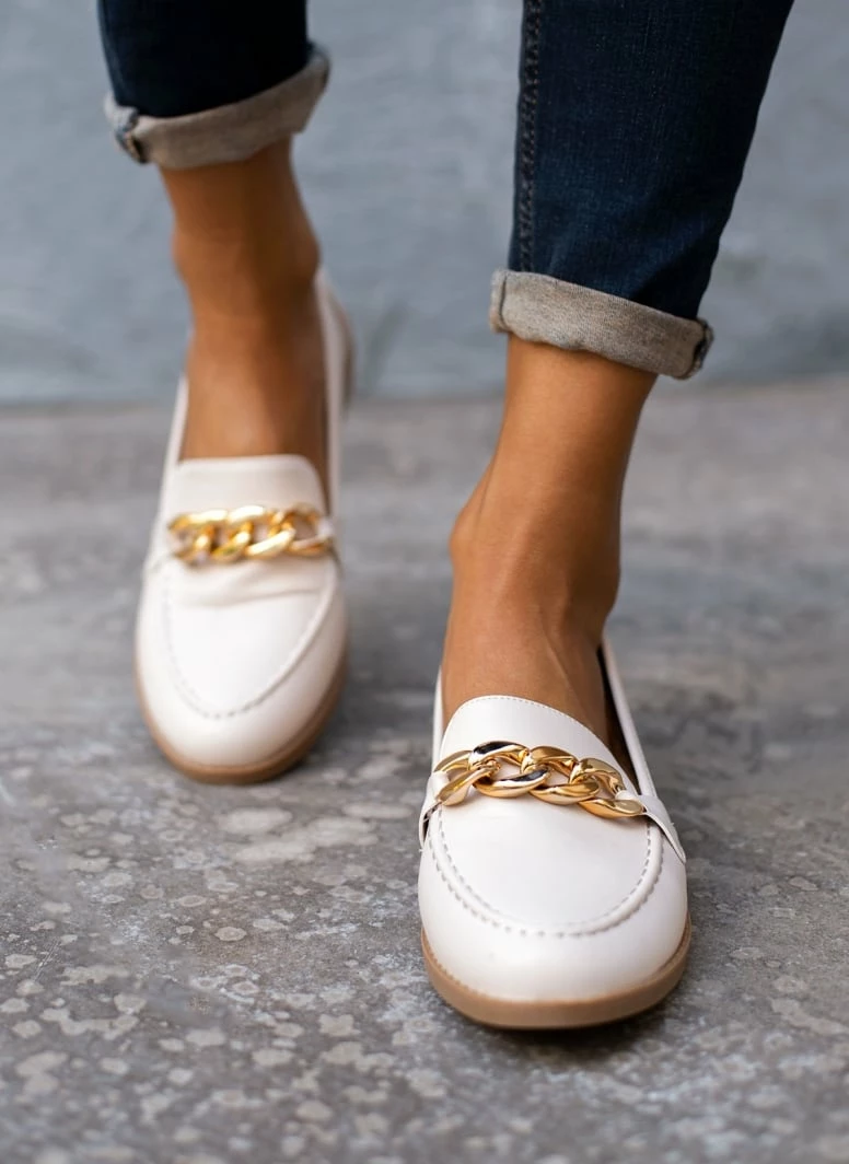 Flash Sale 🌟 The Fashion Project Loafers με ραφή και αλυσίδα - Μπεζ 👏 3 Flash Sale 🌟 The Fashion Project Loafers με ραφή και αλυσίδα - Μπεζ 👏