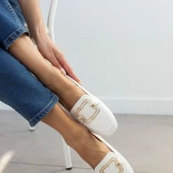 Καλύτερες κριτικές για ⭐ The Fashion Project Loafers με τετράγωνη αγκράφα - Λευκό ❤️