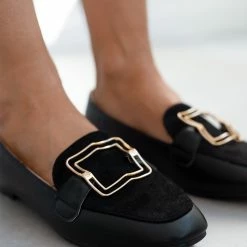 Η καλύτερη συμφωνία 🌟 The Fashion Project Loafers με τετράγωνη αγκράφα - Μαύρο 🌟 -Sneakers Κατάστημα mokasinia me tetragwni agkrafa 100112 7yxe