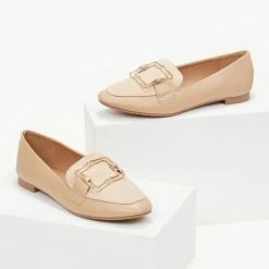 Η καλύτερη συμφωνία 🔔 The Fashion Project Loafers με τετράγωνη αγκράφα - Πούρο ✔️ -Sneakers Κατάστημα mokasinia me tetragwni agkrafa 100113 dene