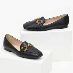 Ολοκαίνουργιο 😉 The Fashion Project Loafers σε καρέ γραμμή με εξωτερική ραφή - Μαύρο ✨ -Sneakers Κατάστημα mokasinia se kare grammi me ekswteriki rafi 100031 en7i