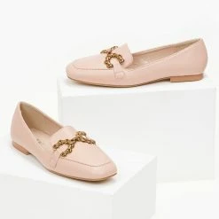 Νέος 👍 The Fashion Project Loafers σε καρέ γραμμή με εξωτερική ραφή - Ροζ 🧨 -Sneakers Κατάστημα mokasinia se kare grammi me ekswteriki rafi 100033 kmeo