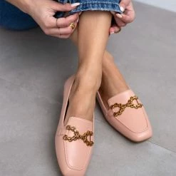 Νέος 👍 The Fashion Project Loafers σε καρέ γραμμή με εξωτερική ραφή - Ροζ 🧨