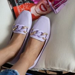 Προώθηση 🤩 The Fashion Project Loafers καρέ με ματ αλυσίδα - Λιλά 🎁