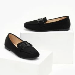 Το φθηνότερο 💯 The Fashion Project Loafers Suede με μεταλλικό διακοσμητικό - Μαύρο 🔔 -Sneakers Κατάστημα mokasinia suede me metalliko diakosmitiko 107234 b981