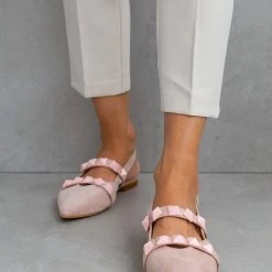 Αγορά 🌟 Μπαλαρίνες Suede μυτερές με τρουκς Estil - Nude 🎁