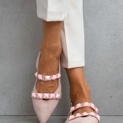 Αγορά 🌟 Μπαλαρίνες Suede μυτερές με τρουκς Estil - Nude 🎁 -Sneakers Κατάστημα mpalarines estil suede muteres me trouks 103819 gabl