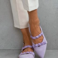 Φτηνός 😀 Μπαλαρίνες Suede μυτερές με τρουκς Estil - Λιλά 🔥 -Sneakers Κατάστημα mpalarines estil suede muteres me trouks 103820 a3px