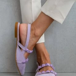 Φτηνός 😀 Μπαλαρίνες Suede μυτερές με τρουκς Estil - Λιλά 🔥 -Sneakers Κατάστημα mpalarines estil suede muteres me trouks 103820 wjux