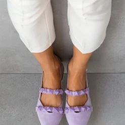 Φτηνός 😀 Μπαλαρίνες Suede μυτερές με τρουκς Estil - Λιλά 🔥