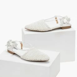 Καλύτερη πώληση 🛒 The Fashion Project Μπαλαρίνες με πλεκτό σχέδιο και κορδόνια - Λευκό 🎉 -Sneakers Κατάστημα mpalarines me plekto sxedio kai kordonia 103388 6ojx