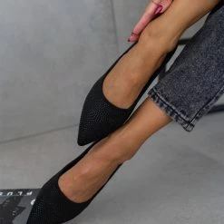 Εκπτωση 🧨 The Fashion Project Μπαλαρίνες μυτερές με Strass - Μαύρο 🛒