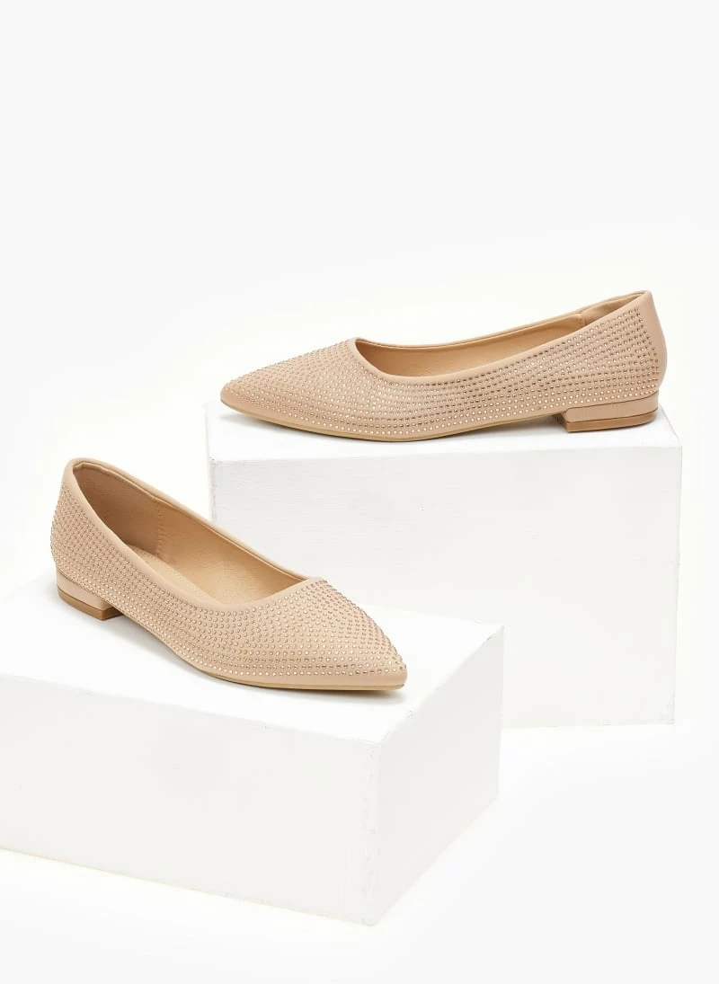 Νέος 🌟 The Fashion Project Μπαλαρίνες μυτερές με Strass - Μπεζ 🎁 6 Νέος 🌟 The Fashion Project Μπαλαρίνες μυτερές με Strass - Μπεζ 🎁 - Image 4