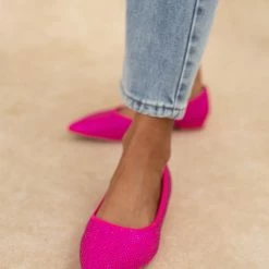 Νέος ✨ The Fashion Project Μπαλαρίνες μυτερές με Strass - Φούξια 😀