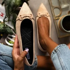 Καλύτερη πώληση 🤩 The Fashion Project Μπαλαρίνες μυτερές με σχέδιο - Μπεζ ⌛ -Sneakers Κατάστημα mpalarines muteres me sxedio 106631 195t