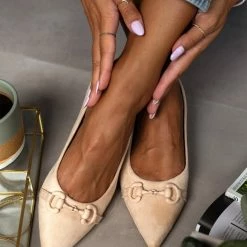 Καλύτερη πώληση 🤩 The Fashion Project Μπαλαρίνες μυτερές με σχέδιο - Μπεζ ⌛