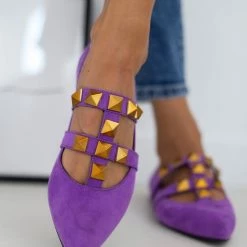 Συμφωνίες 🔥 Μπαλαρίνες μυτερές με τρουκς Estil - Μωβ ✔️ -Sneakers Κατάστημα mpalarines muteres me trouks estil 108944 49z7