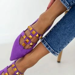 Συμφωνίες 🔥 Μπαλαρίνες μυτερές με τρουκς Estil - Μωβ ✔️