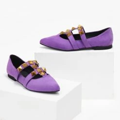 Συμφωνίες 🔥 Μπαλαρίνες μυτερές με τρουκς Estil - Μωβ ✔️ -Sneakers Κατάστημα mpalarines muteres me trouks estil 108944 g1tp