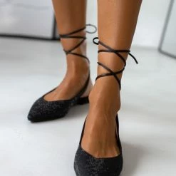 Αγορά 👍 The Fashion Project Μπαλαρίνες μυτερές σατέν με Lace Up δέσιμο - Μαύρο 🧨 -Sneakers Κατάστημα mpalarines muteres saten me lace up desimo 106504 1ke9