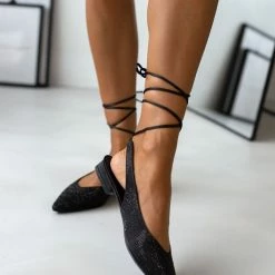 Αγορά 👍 The Fashion Project Μπαλαρίνες μυτερές σατέν με Lace Up δέσιμο - Μαύρο 🧨 -Sneakers Κατάστημα mpalarines muteres saten me lace up desimo 106504 w5a5