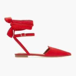 Το φθηνότερο 🥰 The Fashion Project Μπαλαρίνες Suede με Lace Up δέσιμο - Κόκκινο ⌛ -Sneakers Κατάστημα mpalarines suede me lace up desimo 103384 hpgv