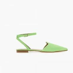 Συμφωνίες 🌟 The Fashion Project Μπαλαρίνες Suede με Lace Up δέσιμο - Λαχανί ❤️