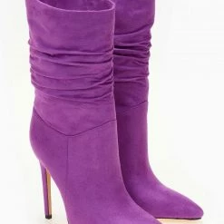 Συμφωνίες 👏 The Fashion Project Μπότες 3/4 Suede - Μωβ 🥰 -Sneakers Κατάστημα mpotakia suede me soures 105693 5m81