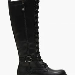 Best Pirce 🤩 The Fashion Project Μπότες με κορδόνια και ζωνάκι - Μαύρο ❤️