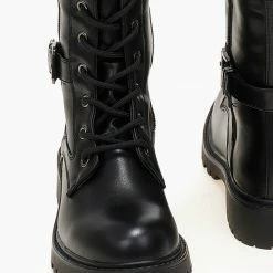 Best Pirce 🤩 The Fashion Project Μπότες με κορδόνια και ζωνάκι - Μαύρο ❤️ -Sneakers Κατάστημα mpotes biker me kordonia 107175 kwnc