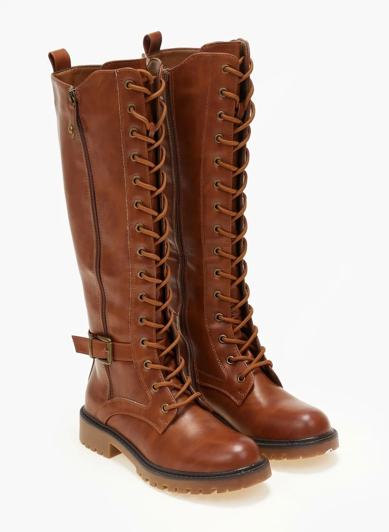 Νέος 🌟 The Fashion Project Μπότες με κορδόνια και ζωνάκι - Ταμπά ⭐ 5 Νέος 🌟 The Fashion Project Μπότες με κορδόνια και ζωνάκι - Ταμπά ⭐ - Image 3