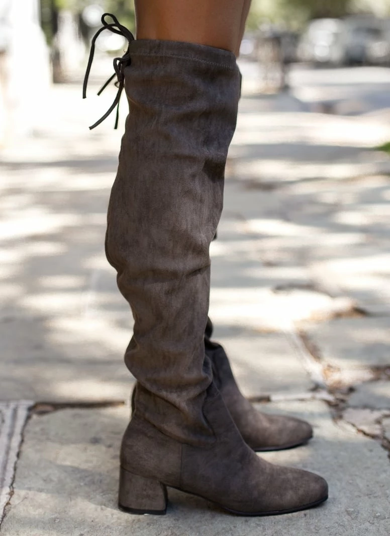 Best Pirce 🧨 The Fashion Project Μπότες πάνω από το γόνατο Suede - Λαδί ⌛ 6 Best Pirce 🧨 The Fashion Project Μπότες πάνω από το γόνατο Suede - Λαδί ⌛ - Image 4