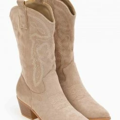 Πολύ καλή προσφορά 🎉 The Fashion Project Μπότες Cowboy με σχέδιο - Τάουπε 😉 -Sneakers Κατάστημα mpotes cowboy me sxedio 109355 t8ka