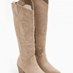 Νέος 🧨 The Fashion Project Μπότες Cowboy μυτερές - Τάουπε 🛒 -Sneakers Κατάστημα mpotes cowboy muteres 109377 95fl